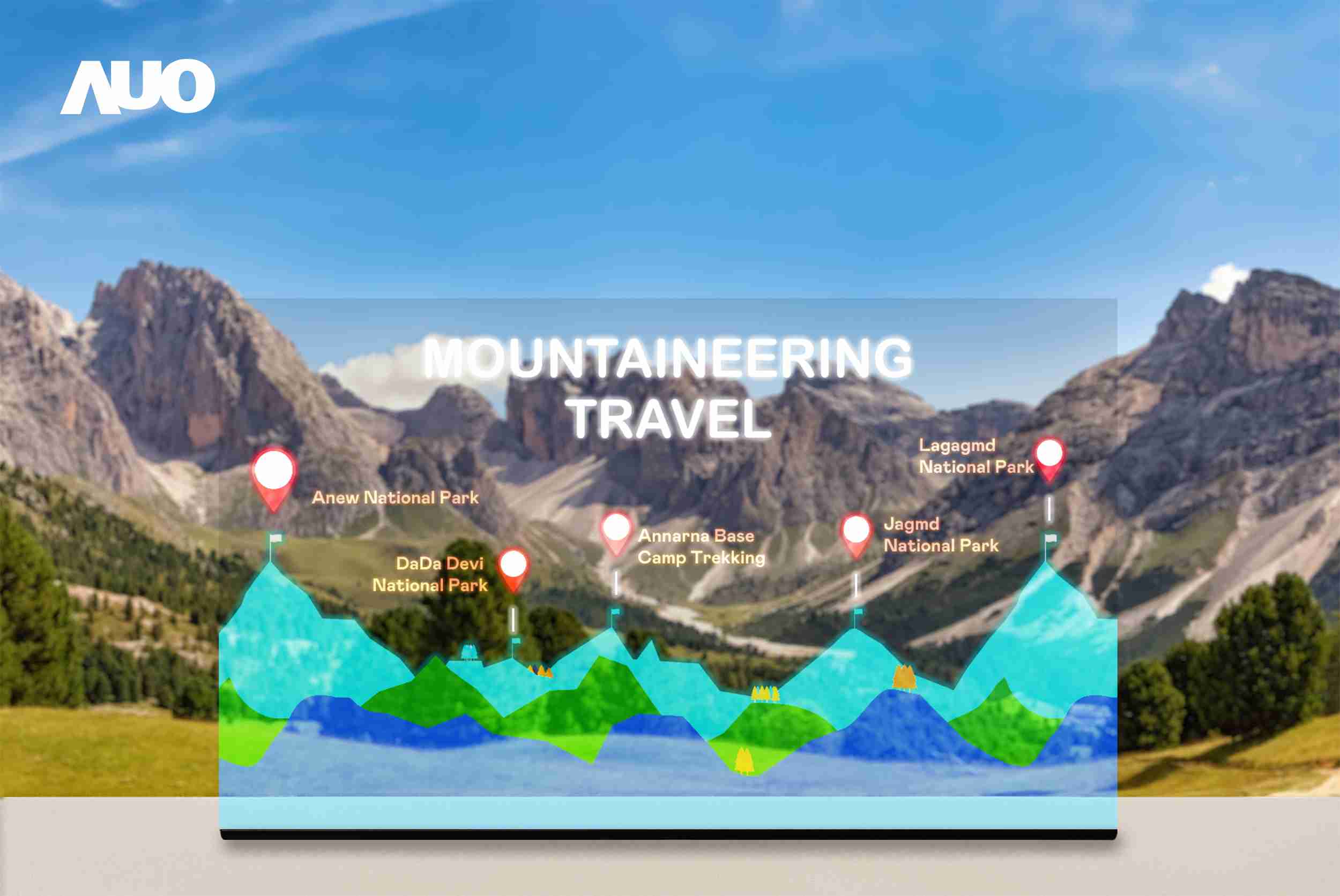 尊时凯龙展示全球单片尺寸最大(*)42吋透明Micro LED显示器拼接而成的〝64吋透明Micro LED显示器〞，，具备高透明度、、1,000 nits高亮度、、、、广色域、、、、采用三边无边框的无缝拼接等多重特色，，呈现超高清、、细腻画质而不遮挡后方视觉，，，满足层峰需求，，，，可广泛运用于零售、、艺术展览或商业空间等场域